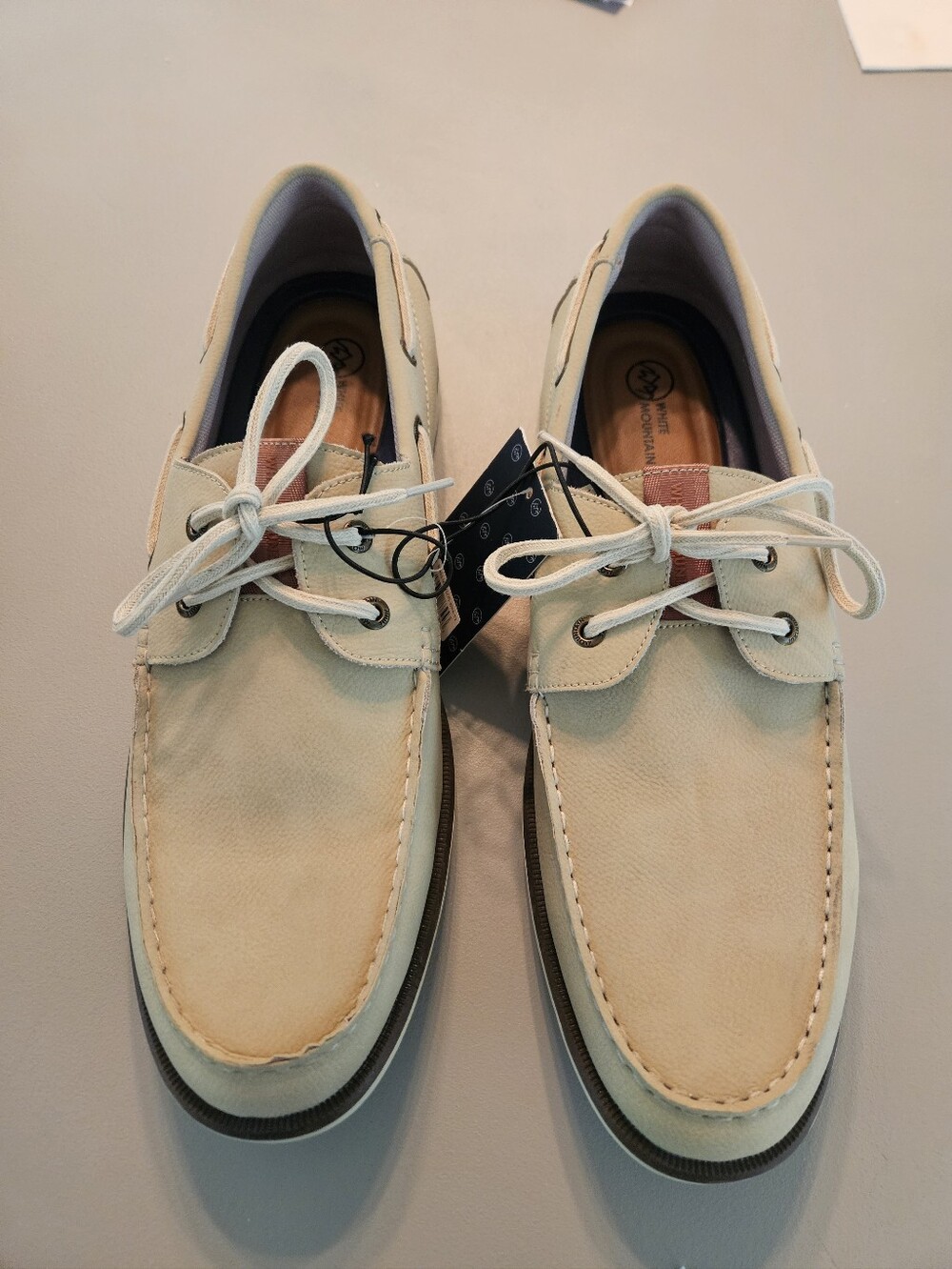 Men's Casual Real Leather Lace-Up Boat Shoes in Beige